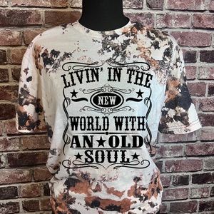 Oliver Anthony Livin In a new world cowhide bleached Tee